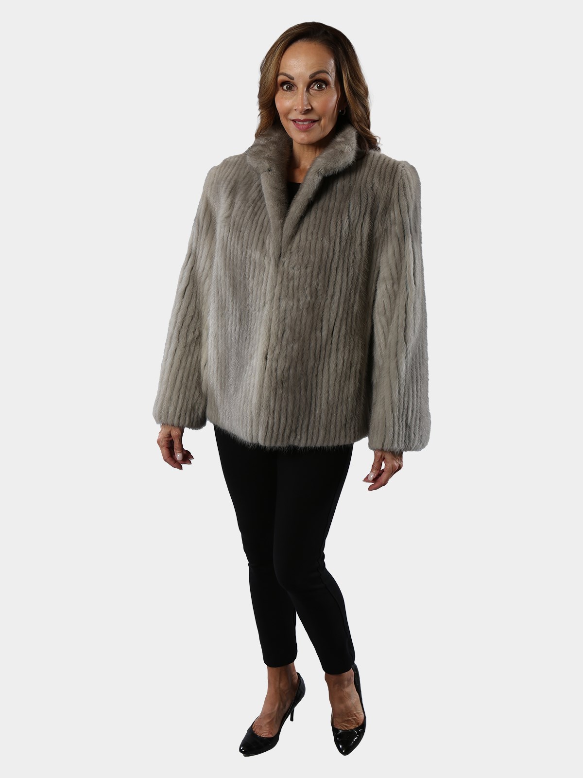 Woman's Cerulean Cord Cut Mink Fur Jacket