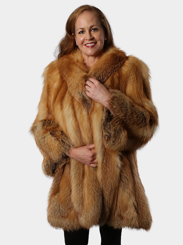 Woman's Red Fox Fur 7/8 Coat