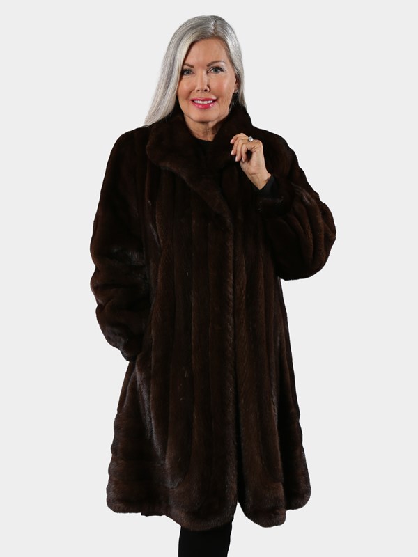 Woman's Mahogany Female Mink Fur 7/8 Coat