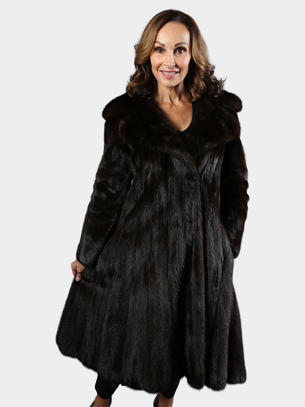 Woman's Vintage Deep Mahogany Female Mink Fur Coat