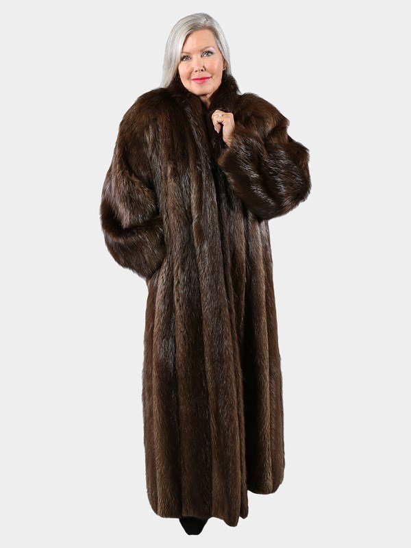 Woman's Medium Tone Long Hair Beaver Coat