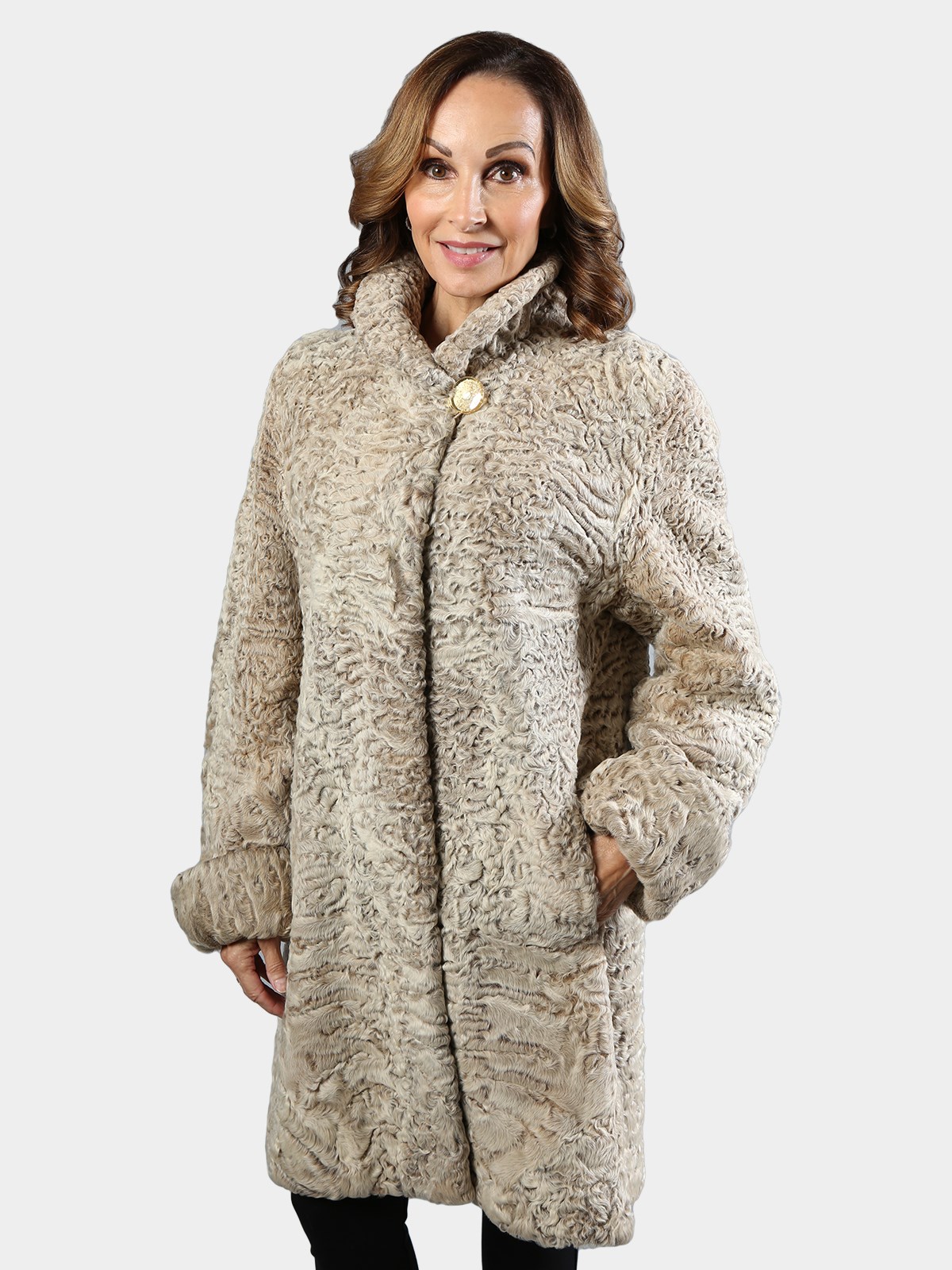 Woman's Beige Karakul Lamb Fur Stroller