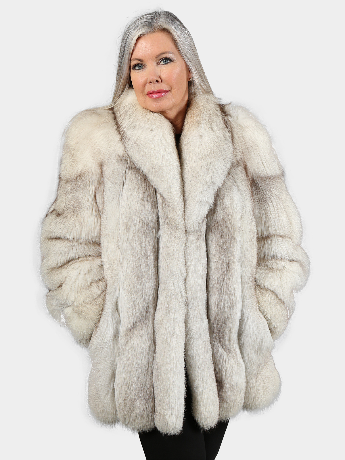 Women's Blue Fox Fur Jacket - Estate Furs