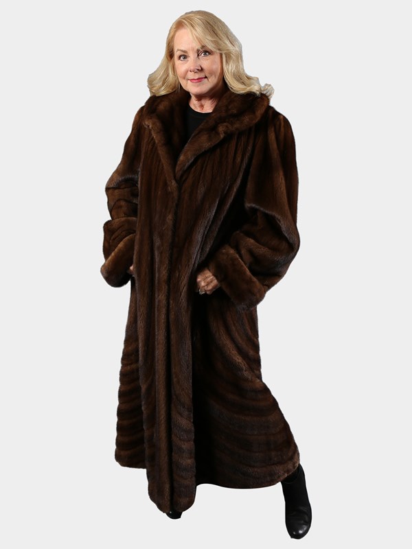 Woman's Plus Size Demi Buff Female Mink Fur Directional Coat