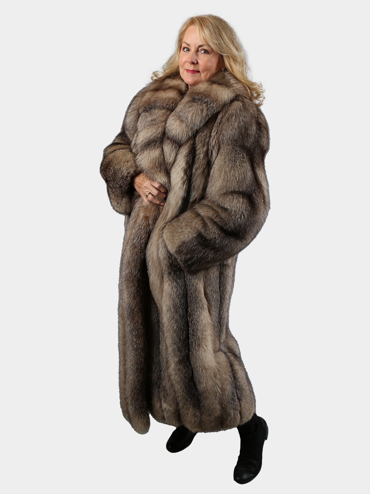 Women's Natural Crystal Fox Fur Coat - Estate Furs