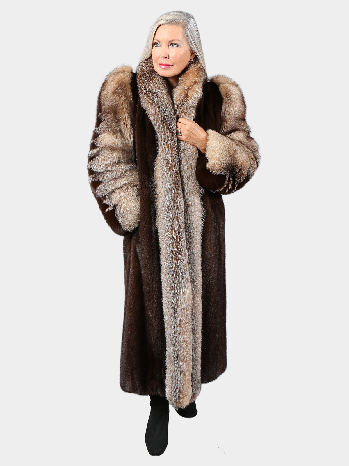 Demi Mink Coat Crystal Fox Tuxedo 7221 – MARC KAUFMAN FURS