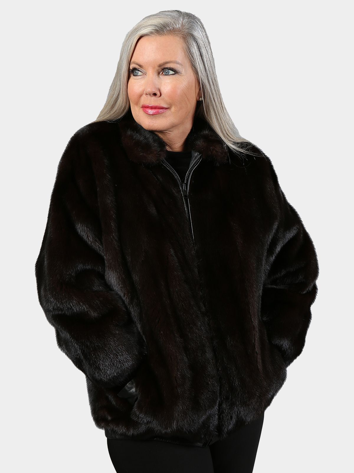 Day Furs Inc. Woman's Ranch Female Mink Fur Bomber Jacket