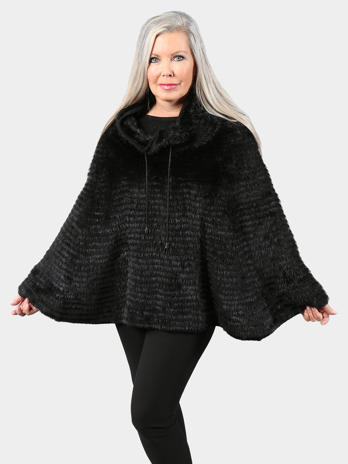 Women's Mink Fur Poncho w/ Black Cashmere Lining - Estate Furs