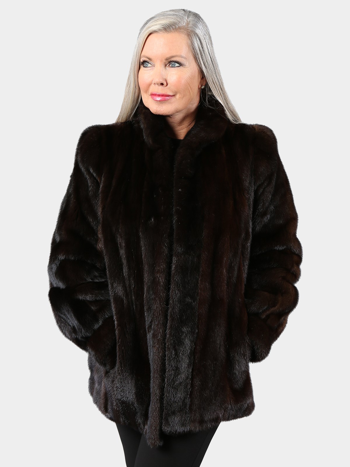 Woman's Mahogany Female Mink Fur Jacket