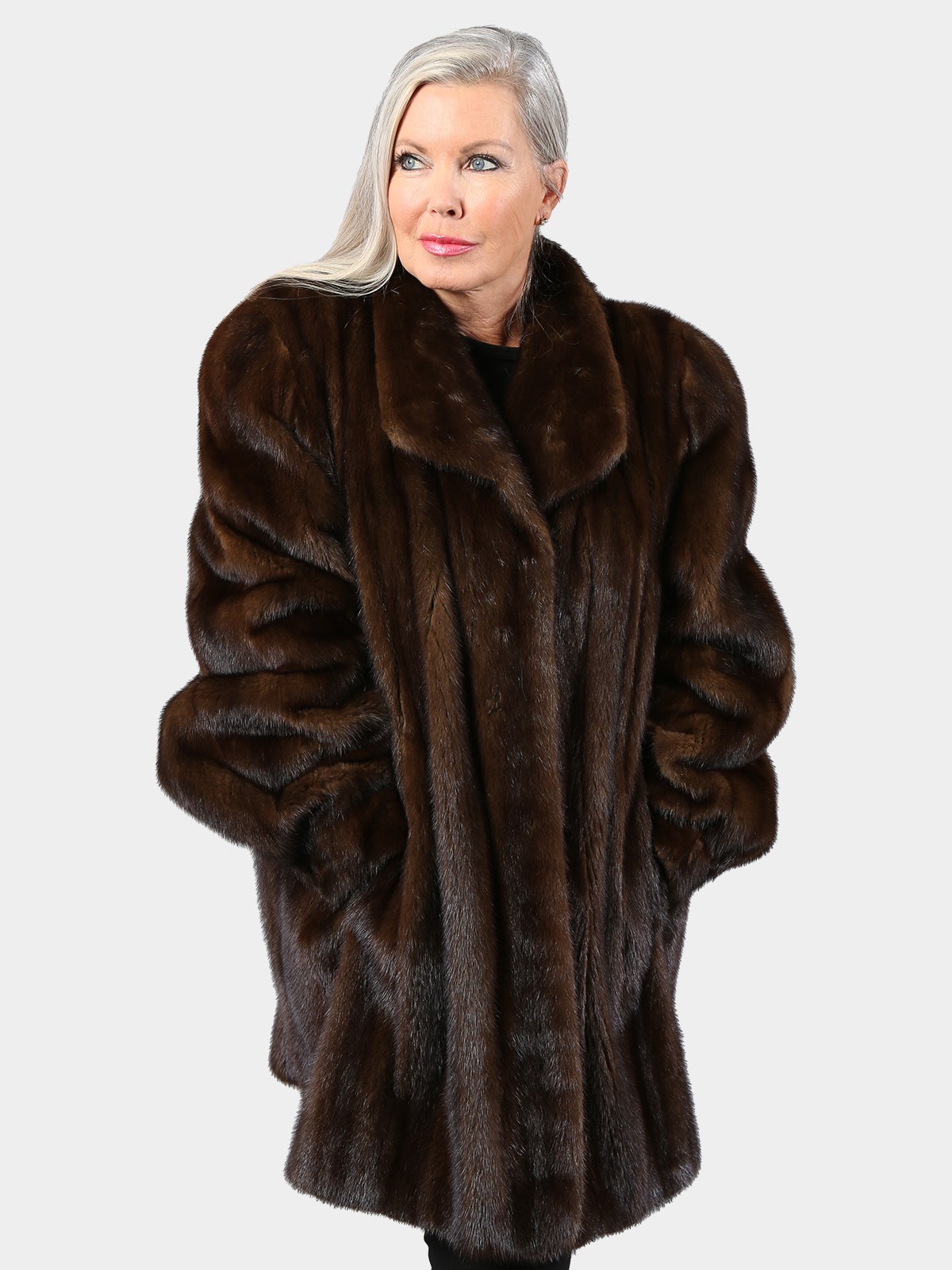 Woman's Plus Size Mahogany Female Mink Fur Stroller