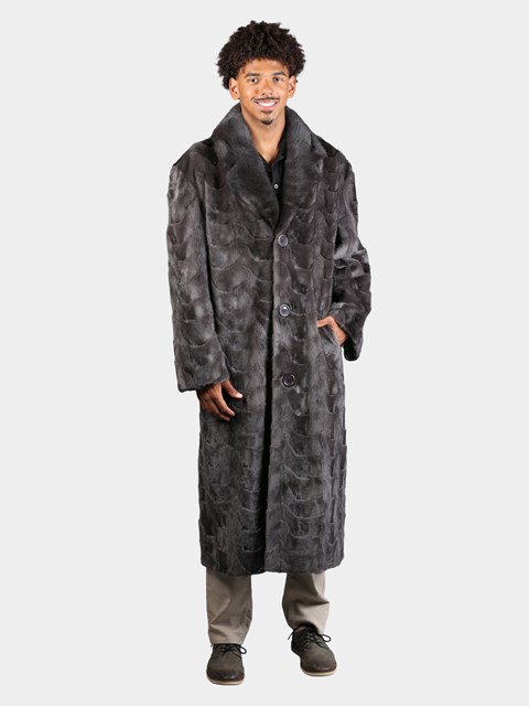Man's Natural Blue Iris Sculptured Mink Coat