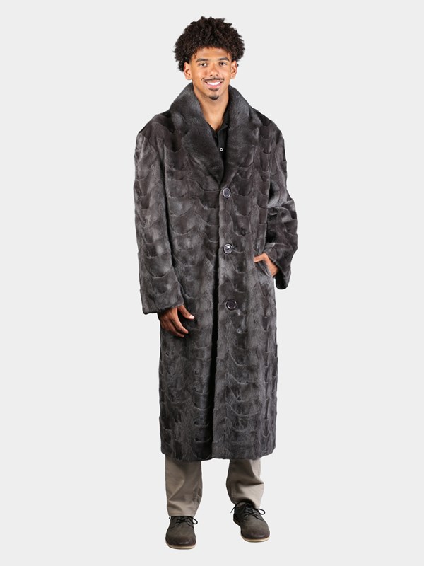 Man's Natural Blue Iris Sculptured Mink Coat