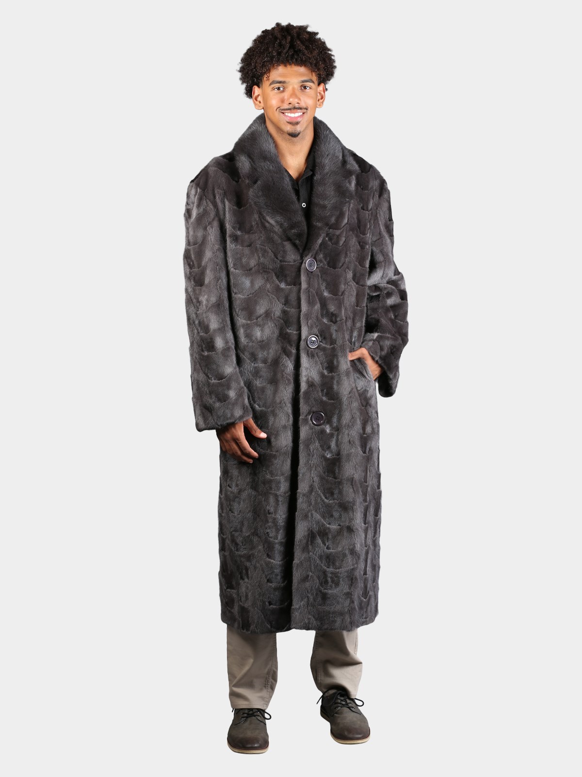 Man's Natural Blue Iris Sculptured Mink Coat