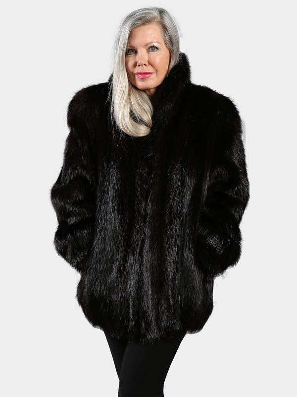 Woman's Black Beaver Fur Jacket