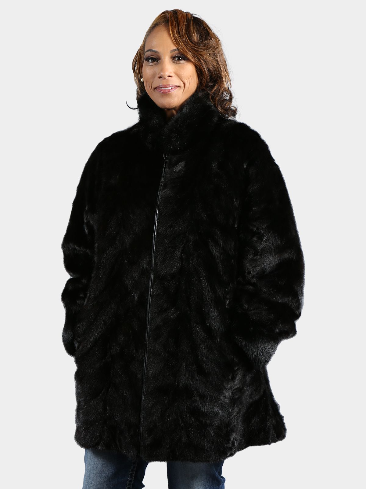 Faux fur swing sales coat plus size