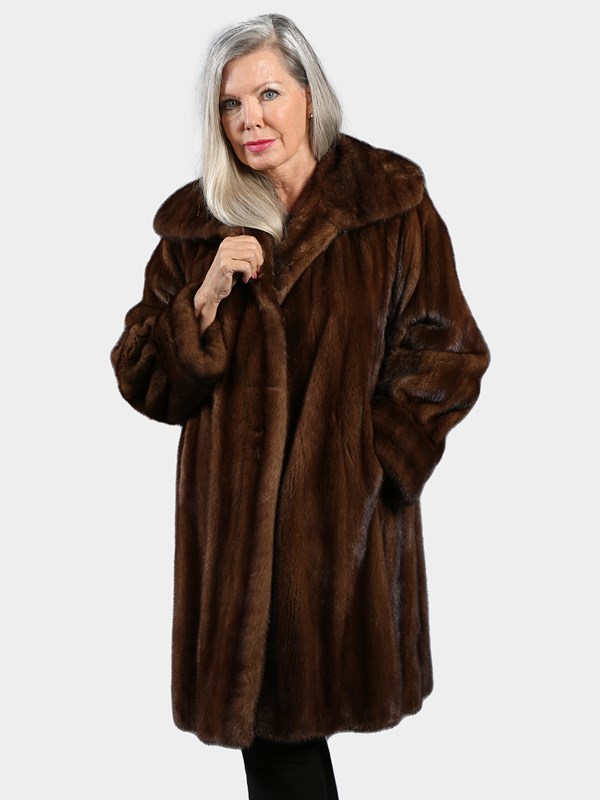 Woman's Giuliana Teso Demi Buff Female Mink Fur 3/4 Coat