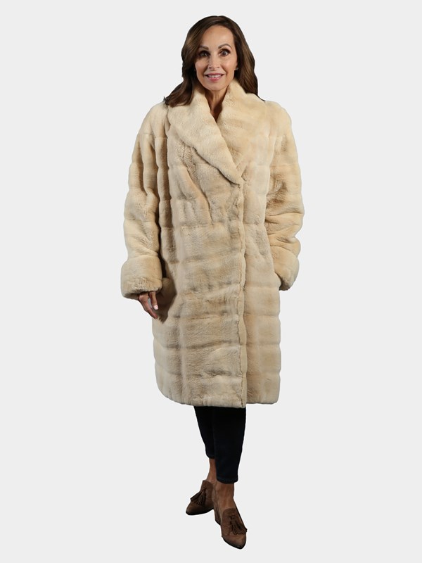Woman's Sheared Glacial Tourmaline Mink Fur 3/4 Coat
