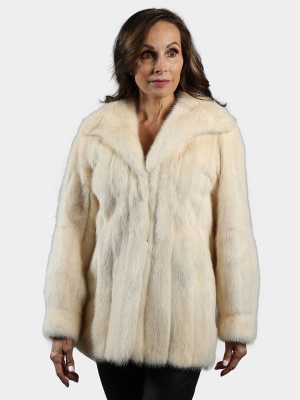 Woman's Petite Off White Mink Fur Jacket