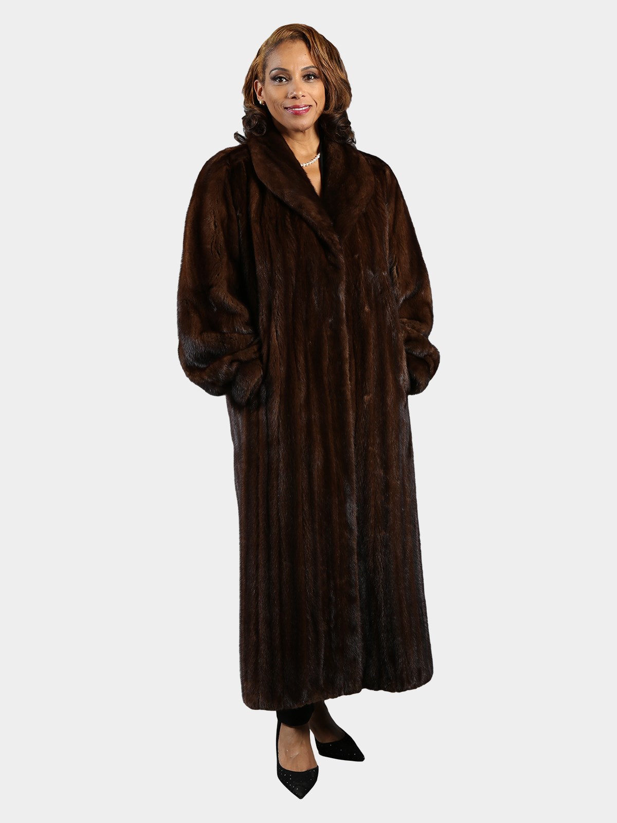 Woman's Plus Size Mahogany Female Mink Fur Coat