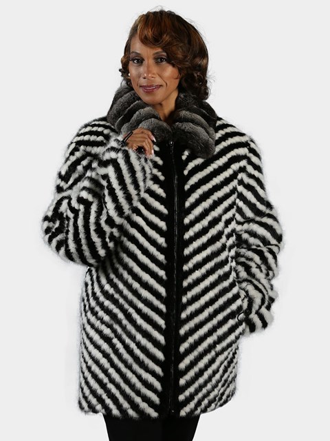 Woman's Black and White Mink Fur Jacket