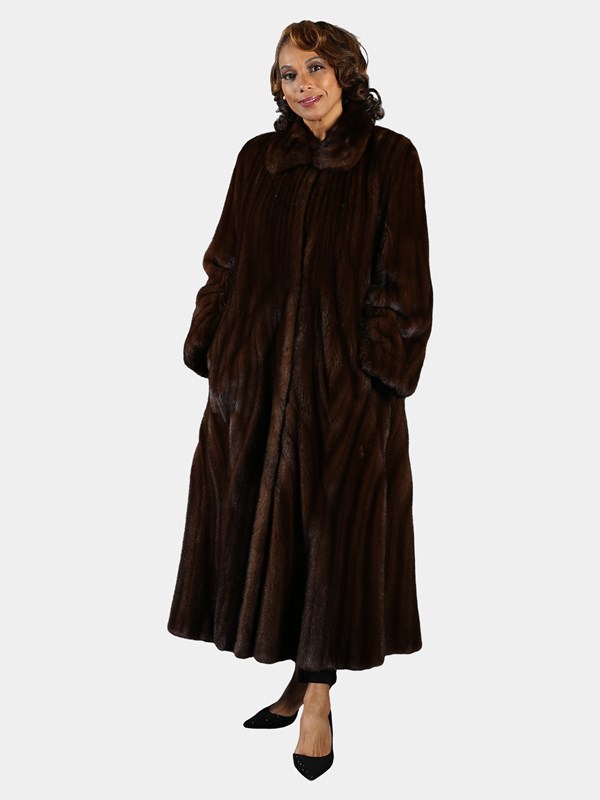 Woman's Mahogany Female Mink Fur Directional Coat
