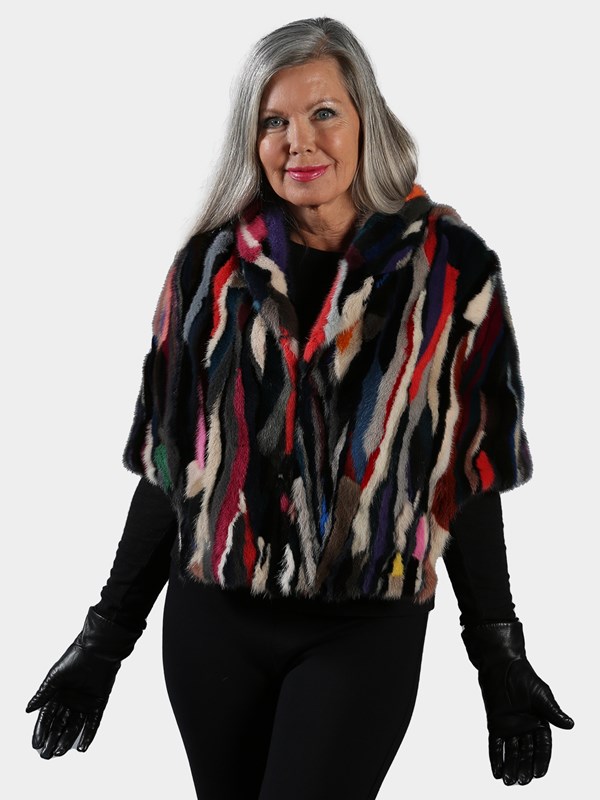 Woman's Multicolored Mink Fur Cape