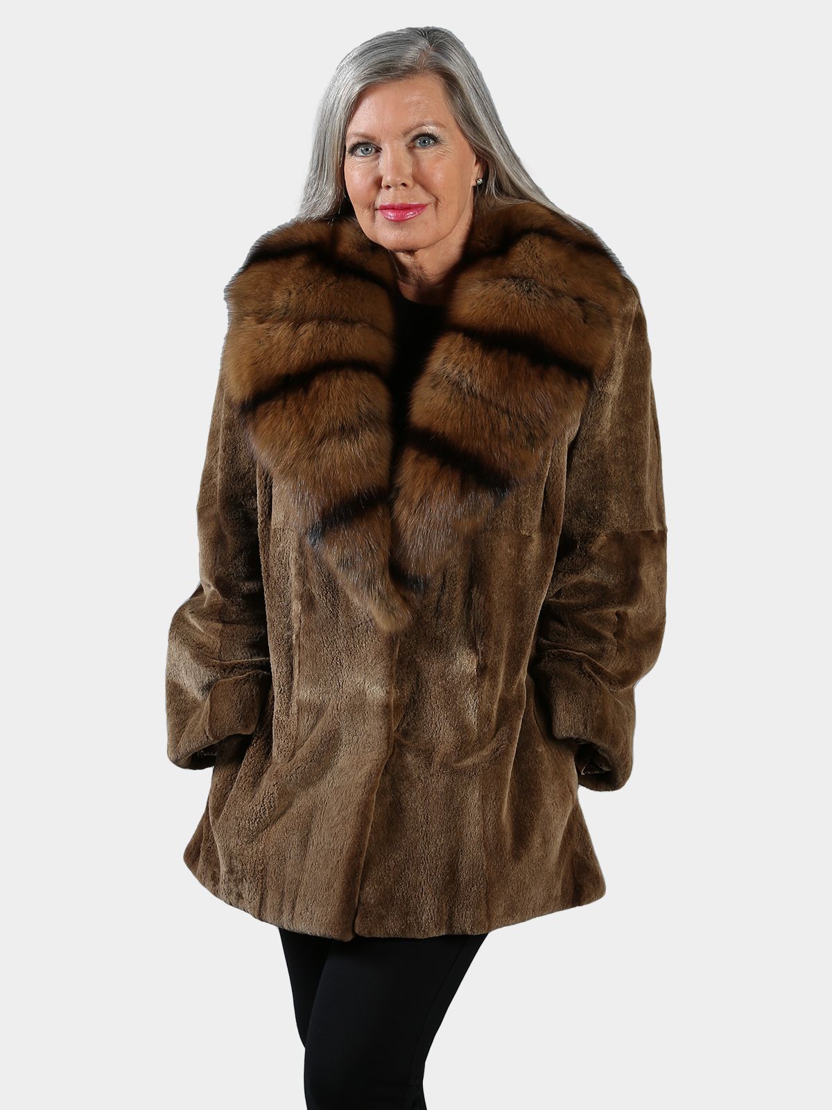 Brown Cross Mink Fur Coat (Women's Medium) - Estate Furs