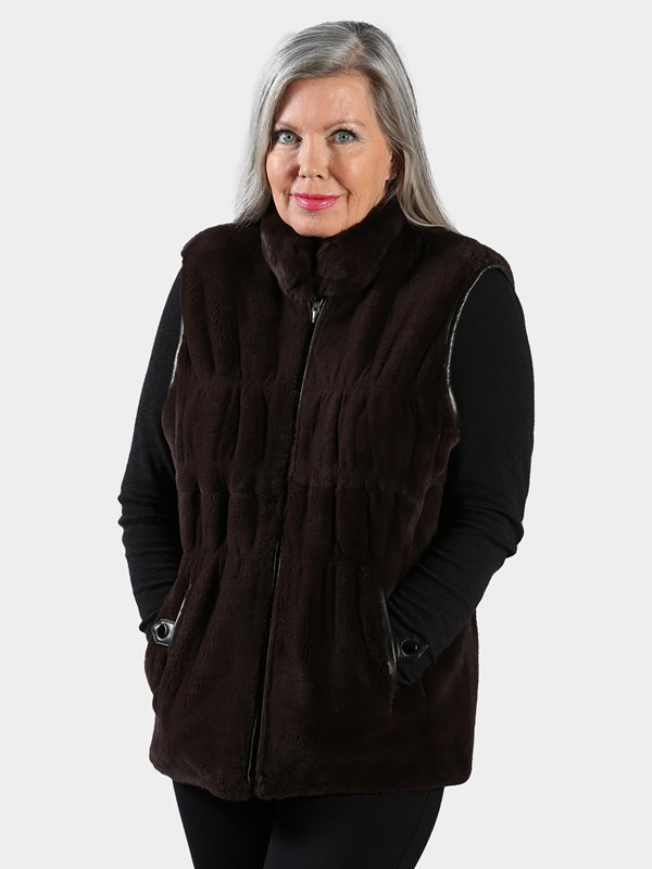 Woman's Brown Rex Rabbit Fur Vest