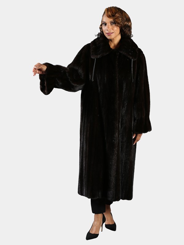 Woman's Plus Size Deep Mahogany Female Mink Fur Coat