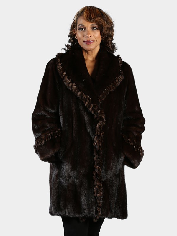 Christian Dior Off-White Mink Fur Coat with Fox Trim - Estate Furs