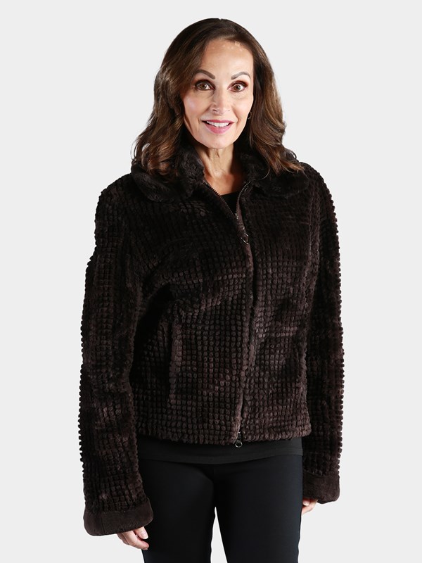 Woman's Brown Sheared Beaver Fur Jacket