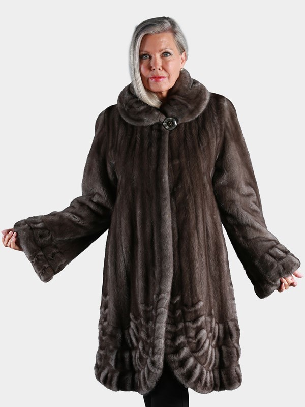 Woman's Blue Iris Female Mink Fur Stroller
