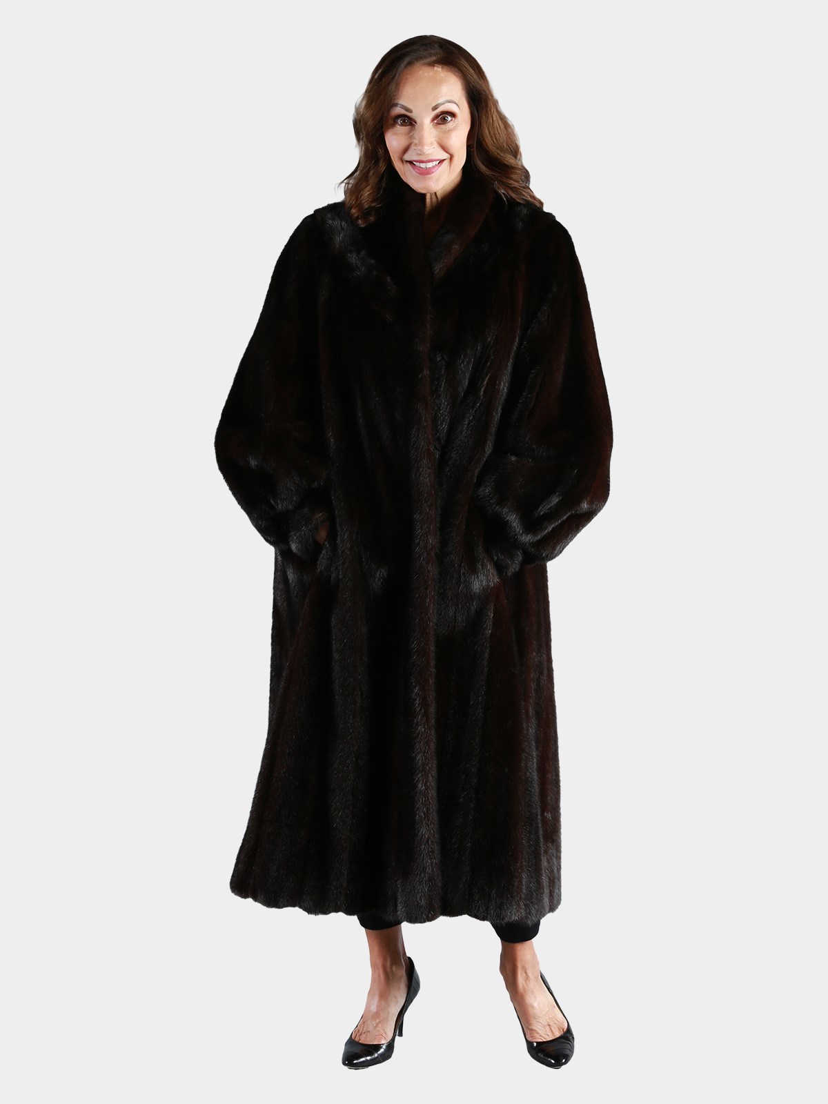 Woman's Deep Mahogany Female Mink Fur Coat