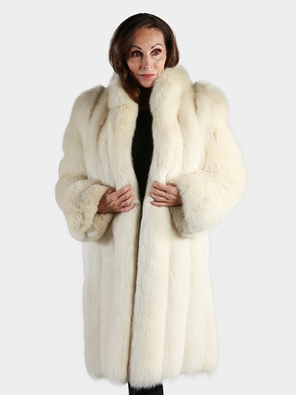 Woman's Natural Shadow Fox Fur 3/4 Coat