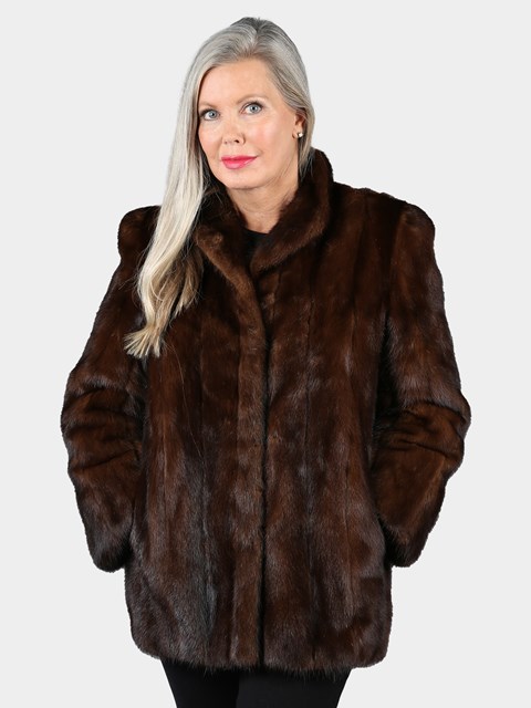 Woman's Natural Dark Mahogany Mink Fur Jacket