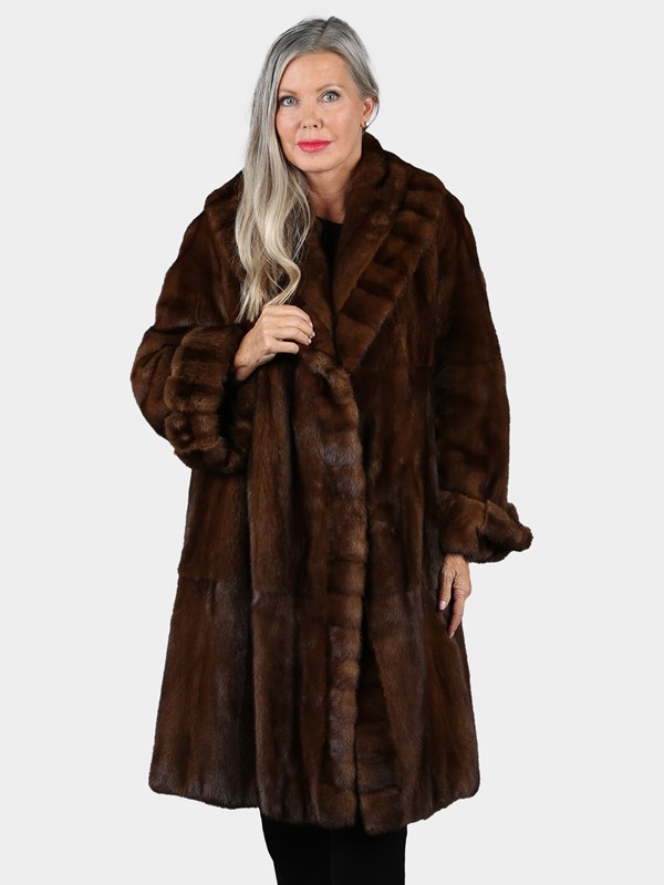 Woman's Natural Mahogany Female Mink Fur 7/8 Coat by Oscar dela Renta