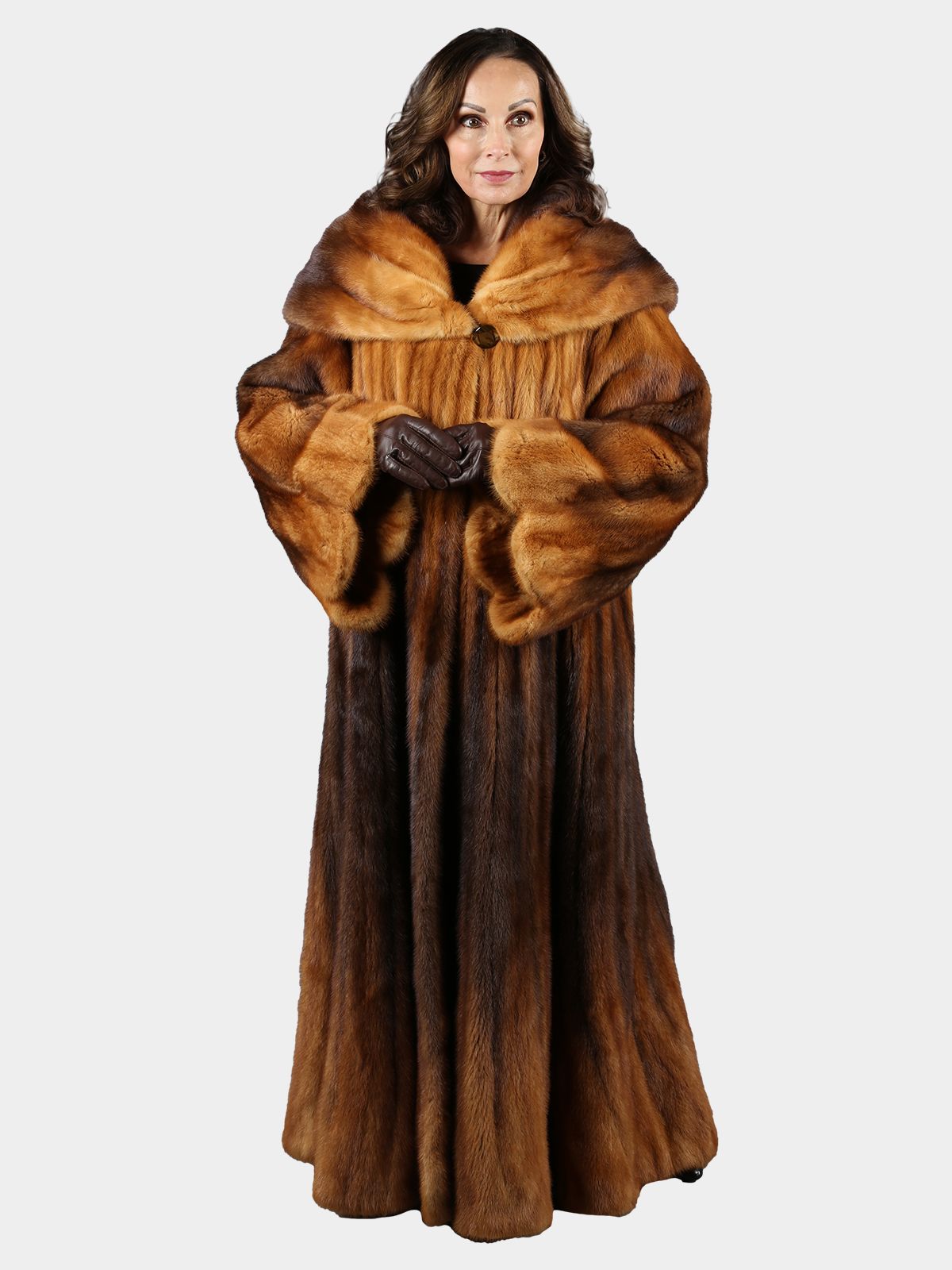 Extra Long Natural Whiskey Degrade Female Mink Fur Trumpet Style