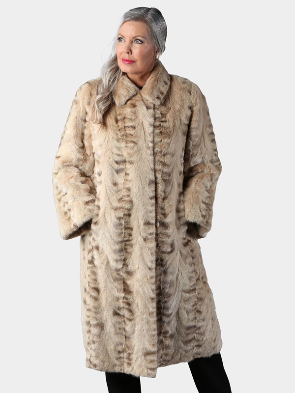 Woman's Bleached Mahogany Sculptured Mink Fur Coat