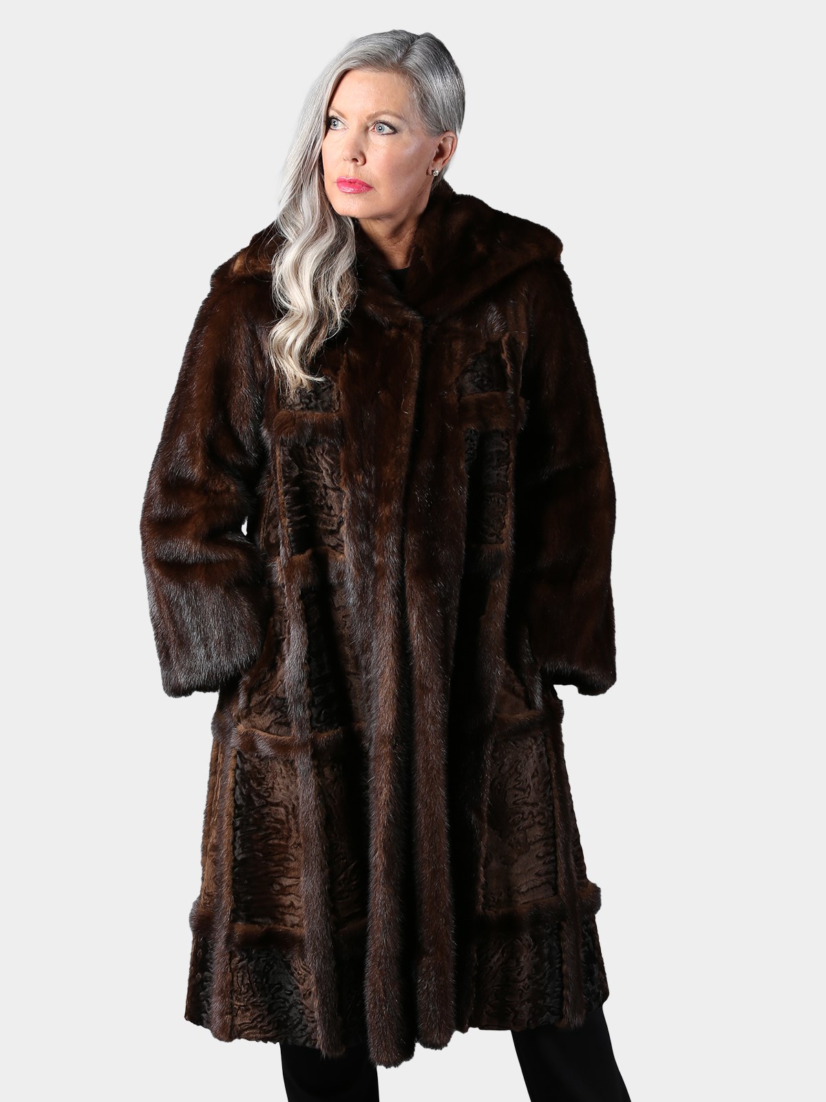 Woman's Mahogany and Broadtail Lamb Fur Coat