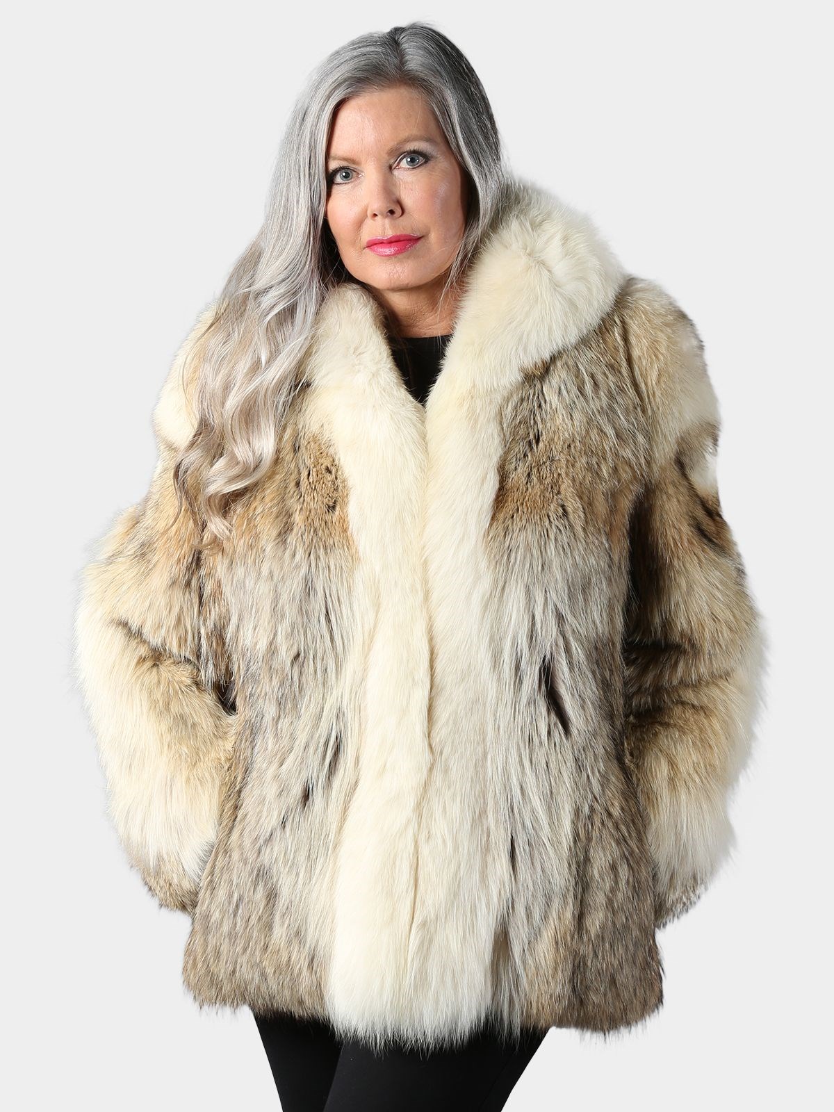 Christian Dior Off-White Mink Fur Coat with Fox Trim - Estate Furs