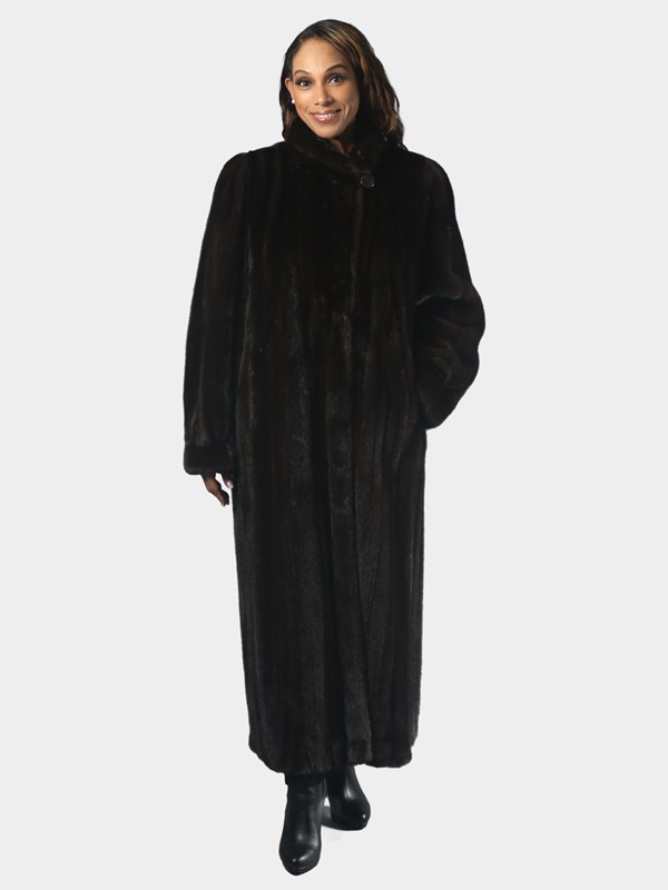 Woman's Plus Size Natural Dark Mahogany Female Mink Fur Coat