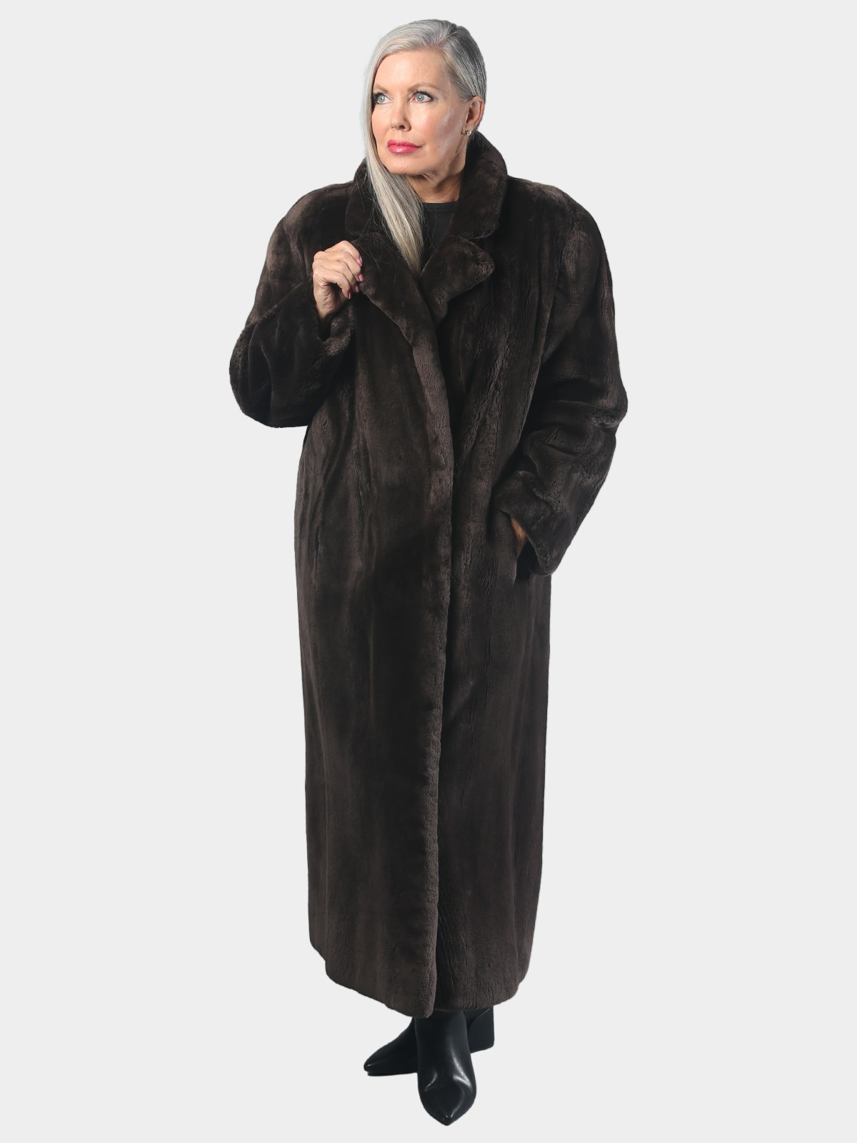 Woman's Dyed Brown Sheared Beaver Fur Coat
