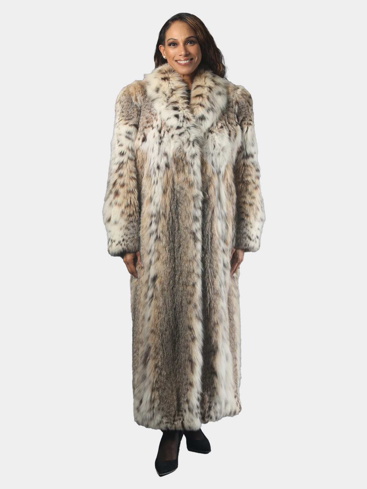 Woman's Natural Cat Lynx Fur Coat