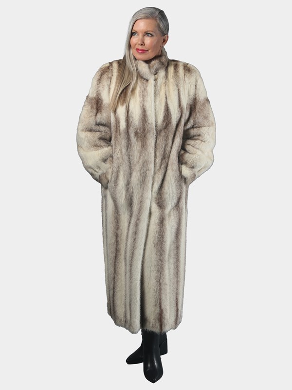 Woman's Natural Brown Cross Mink Fur Coat