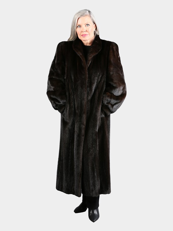 Women's Natural Darkest Mahogany Mink Fur Coat