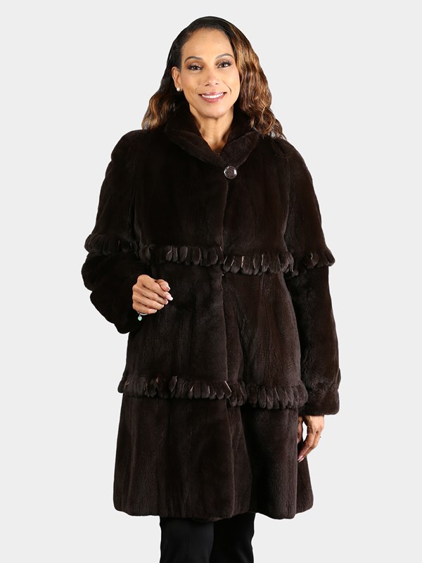 Woman's Brown Sheared Mink Fur Swing Style Stroller