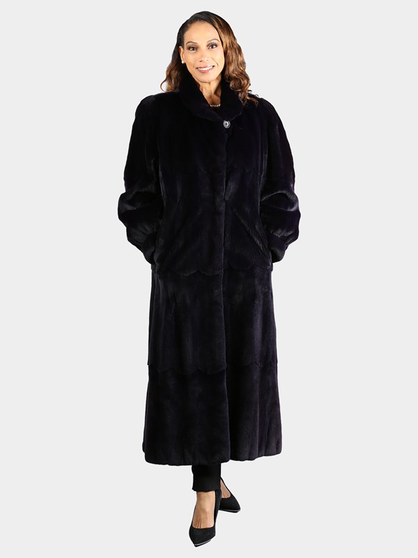Woman's Dyed Deep Purple Sheared Mink Fur Coat