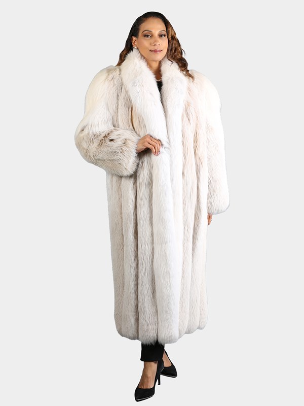 Woman's Blush Fox Fur Coat with Shadow Fox Trim