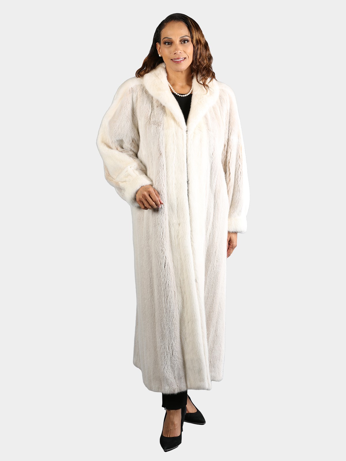 Woman's Blush Mink Fur Coat with Cream Lining