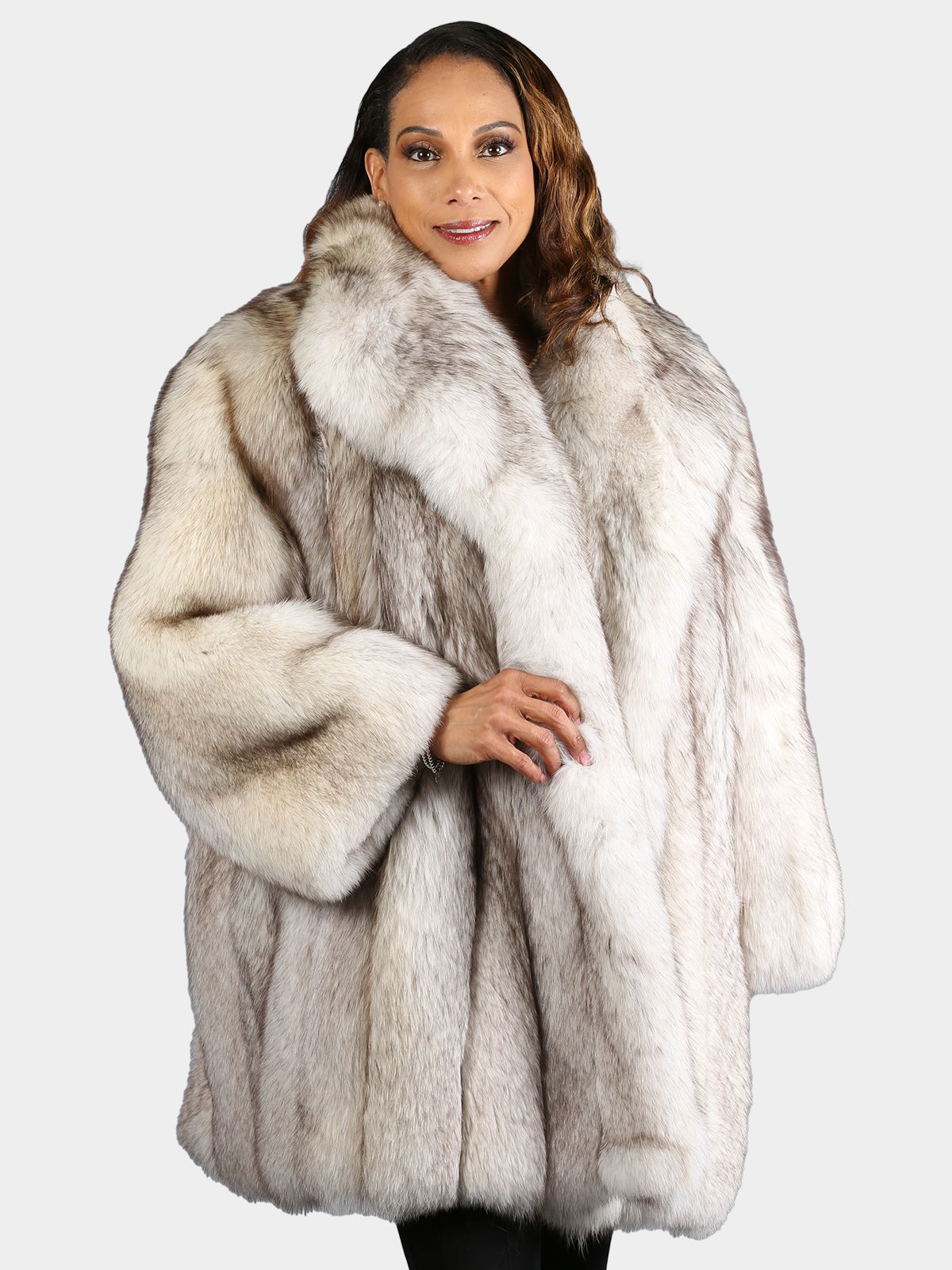 Woman s Plus Size Natural Blue Fox Fur Stroller